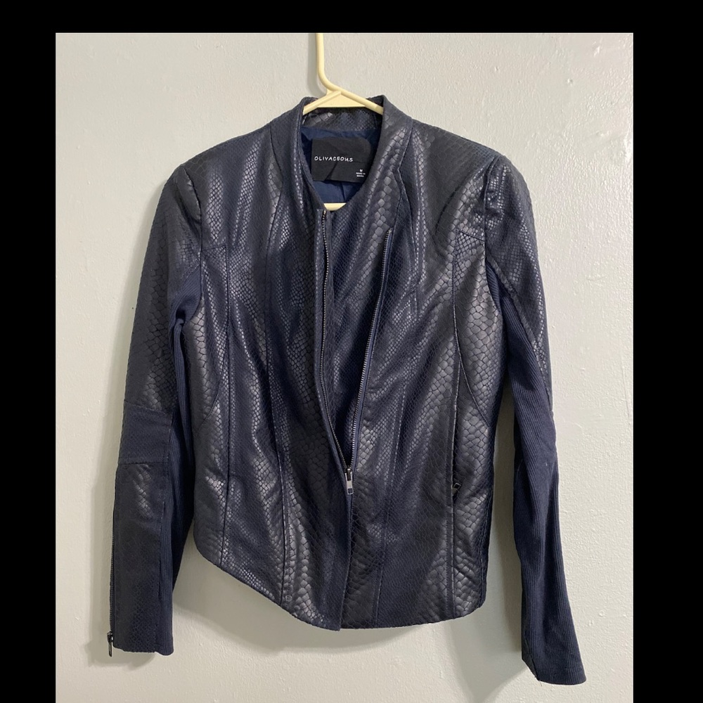 Olivaceous Navy Blue Cropped Jacket
